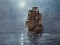 Ship on a moonlit sea